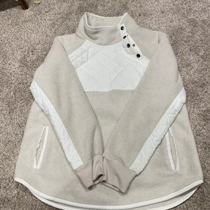 White quarter button fleece